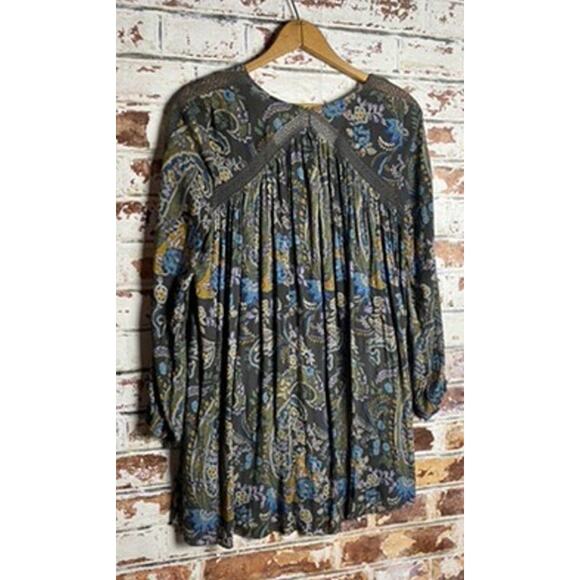 Free People Rain or Shine Printed Floral Flowing Tie Up Dress w Pockets - Picture 7 of 8